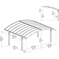Discount Autokatos Arizona Breeze Wings&Arch, 26.9m², kahdelle autolle, tummanharmaa/harmaa Autotallit Ilman Rakennuslupaa|Autokatokset