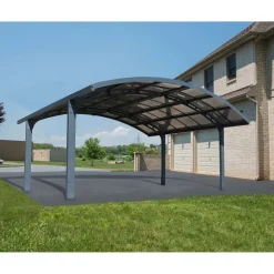 Discount Autokatos Arizona Breeze Wings&Arch, 26.9m², kahdelle autolle, tummanharmaa/harmaa Autotallit Ilman Rakennuslupaa|Autokatokset