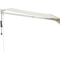 Automaattisesti sisäänkelattava markiisi kermanvalkoinen 3,5x2,5 m*FinePRICE Outlet