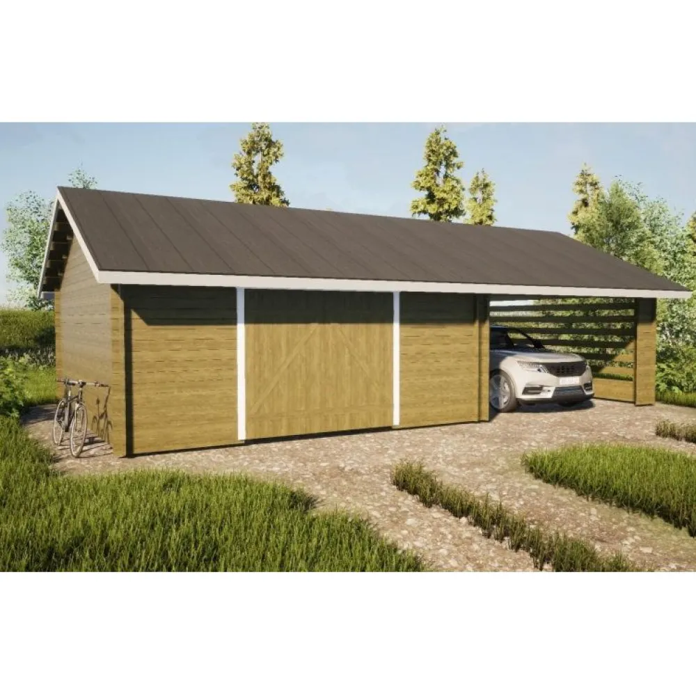 Discount Autotalli ja autokatos AT30KL, 29.9m² + 24m² Autotallit Kahdelle Autolle
