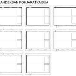 Autotallin runkopaketti, kahden auton kylmä talli, kerrosala 59,7 m²*Timburg Online
