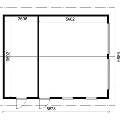 Autotallin runkopaketti, kahden auton kylmä talli varastolla, kerrosala 59,7 m²*Timburg Sale