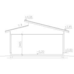 Autotallin runkopaketti , kahden auton talli ja varasto, sivusta ajettava, murrettu harjakatto, kerrosala 61 m²*Timburg Best