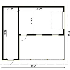 Hot Autotallin runkopaketti , yhden auton talli + yhden auton katos ja varasto, sivusta ajettava, kerrosala 48 m² Autotallit Yhdelle Autolle|Autotallien Runkopaketit