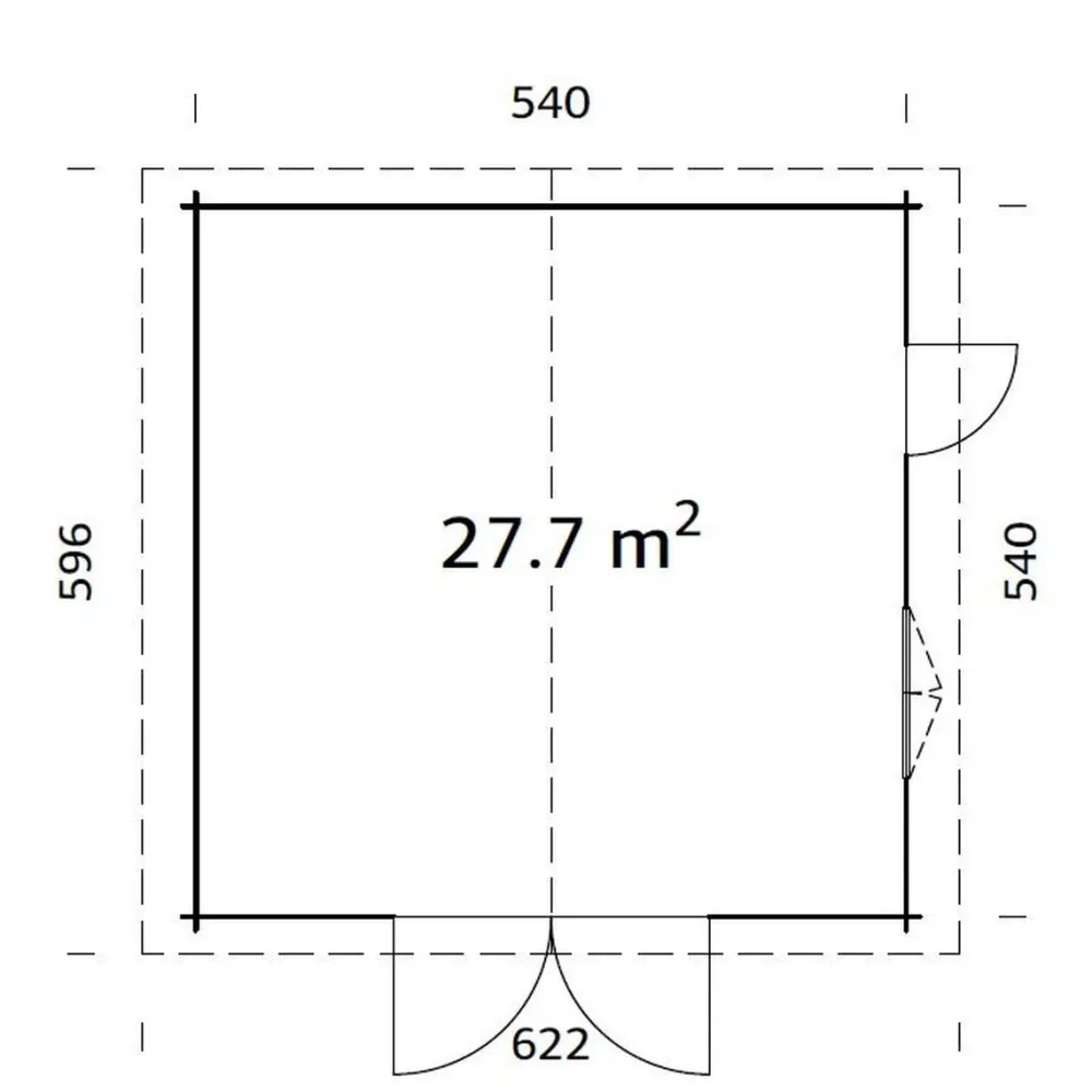 Autotalli Roger, puuovella, 27,7m² FR70-5656-1*Palmako Discount