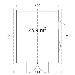 Autotalli Roger, puuovella, 23,9m² FR44-4757-3*Palmako Discount