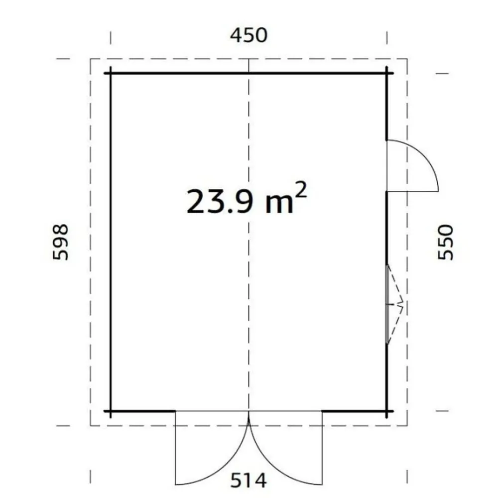 Autotalli Roger, puuovella, 23,9m² FR44-4757-3*Palmako Discount