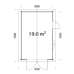 Autotalli Roger, puuovella, 19m² FR44-3857*Palmako Discount