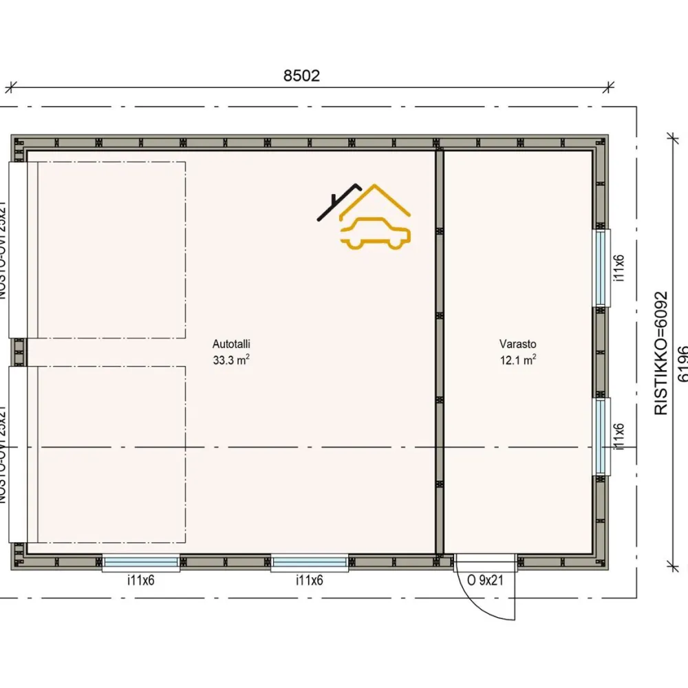 Autotalli D4, 53m²*Piharati Online