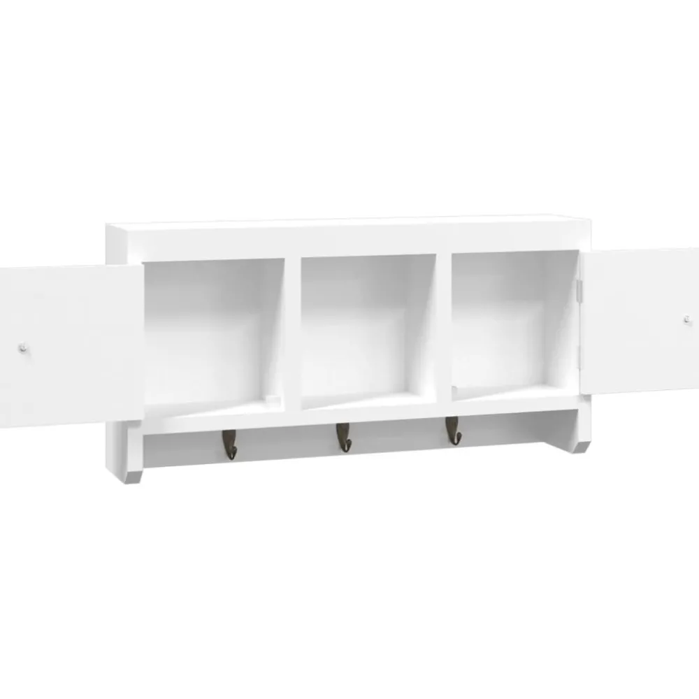 Avainkaappi valkoinen 40x8,5x20 cm tekninen puu ja teräs (50631)*FinePRICE Discount