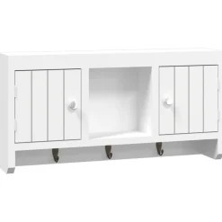 Avainkaappi valkoinen 40x8,5x20 cm tekninen puu ja teräs (50631)*FinePRICE Discount