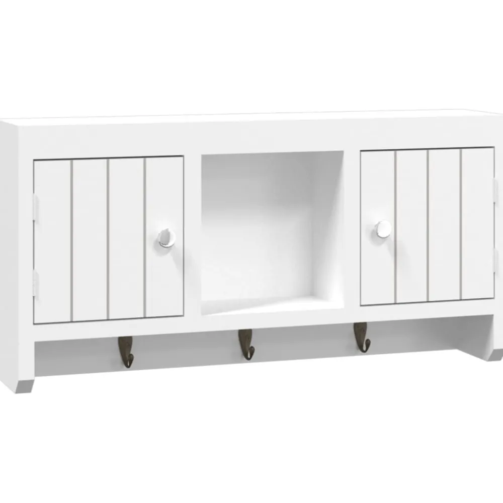 Avainkaappi valkoinen 40x8,5x20 cm tekninen puu ja teräs (50631)*FinePRICE Discount