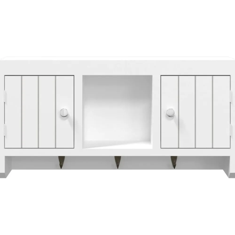 Avainkaappi valkoinen 40x8,5x20 cm tekninen puu ja teräs (50631)*FinePRICE Discount