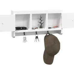 Avainkaappi valkoinen 40x8,5x20 cm tekninen puu ja teräs (50631)*FinePRICE Discount