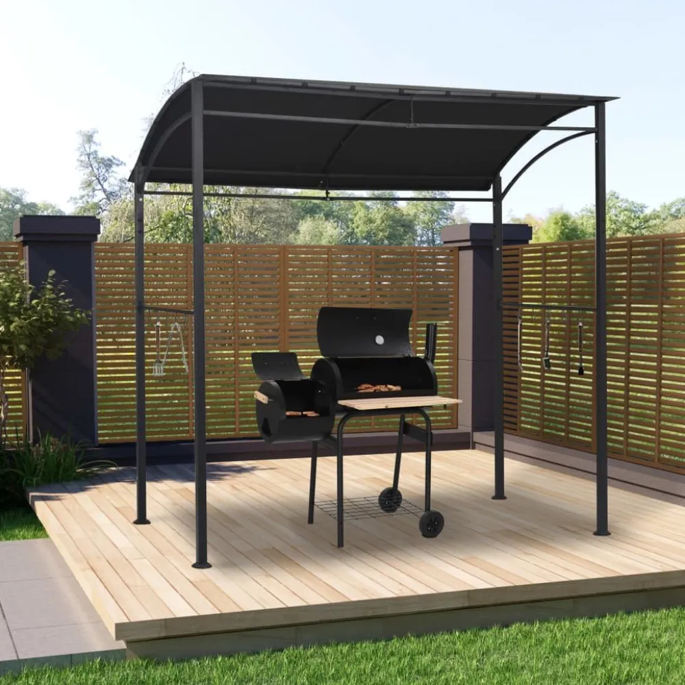 Bbq-huvimaja 215x150x220 cm antrasiitti teräs Paviljongit|Paviljongit