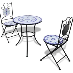 Bistrokalustesarja 3-osainen mosaiikki sininen ja valkoinen*FinePRICE Clearance