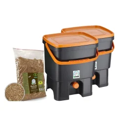 Bokashi keittiökompostori Organko tuplapakkaus 16 l musta/oranssi*BioProffa Best