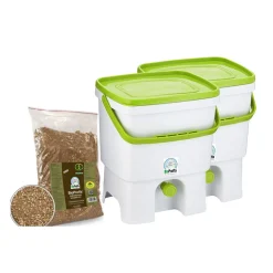 Bokashi keittiökompostori Organko tuplapakkaus 16 l valkoinen/vihreä*BioProffa Hot