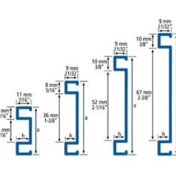 Boordilistan pohjaprofiili mosaiikille alumiini 227a, 52mm x 2.5m, eri värejä*Euroshrink Outlet