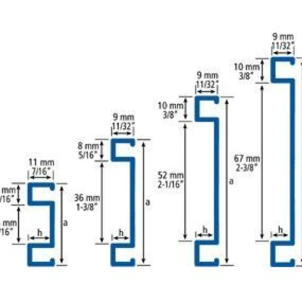 Boordilistan pohjaprofiili mosaiikille alumiini 227a, 52mm x 2.5m, eri värejä*Euroshrink Outlet