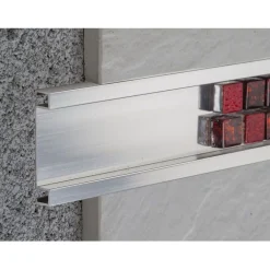 Boordilistan pohjaprofiili mosaiikille rst 227s, 52mm x 2.5m, kiiltävä teräs*Euroshrink Hot