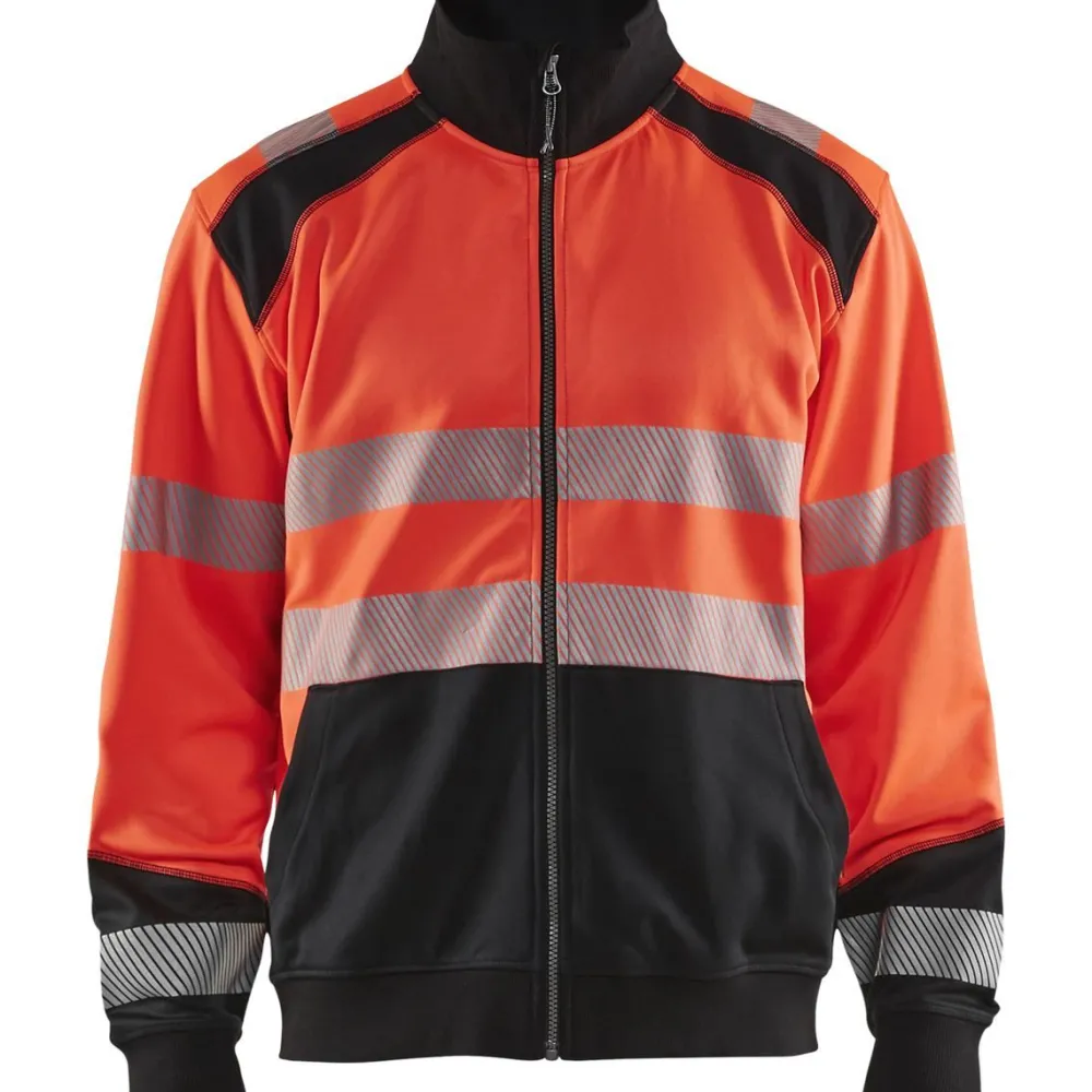 Collegepaita 3558 Highvis vetoketjulla huomiopunainen/musta*Blåkläder Best