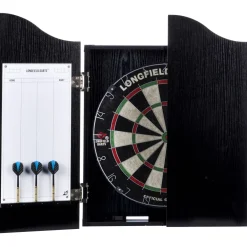 Darts-setti , taulu, kaappi ja tikat, musta*Longfield Clearance