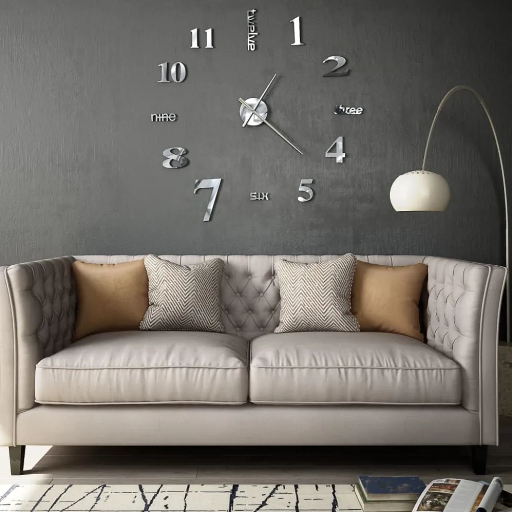 Clearance 3d-seinäkello moderni muotoilu 100cm xxl hopea Seinäkellot