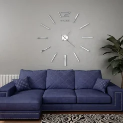 New 3d-seinäkello moderni muotoilu 100 cm xxl hopea Seinäkellot
