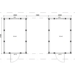 Elementtivarasto E12M 6040x3180 mm 19.2 m² puuvalmis*Timburg Online