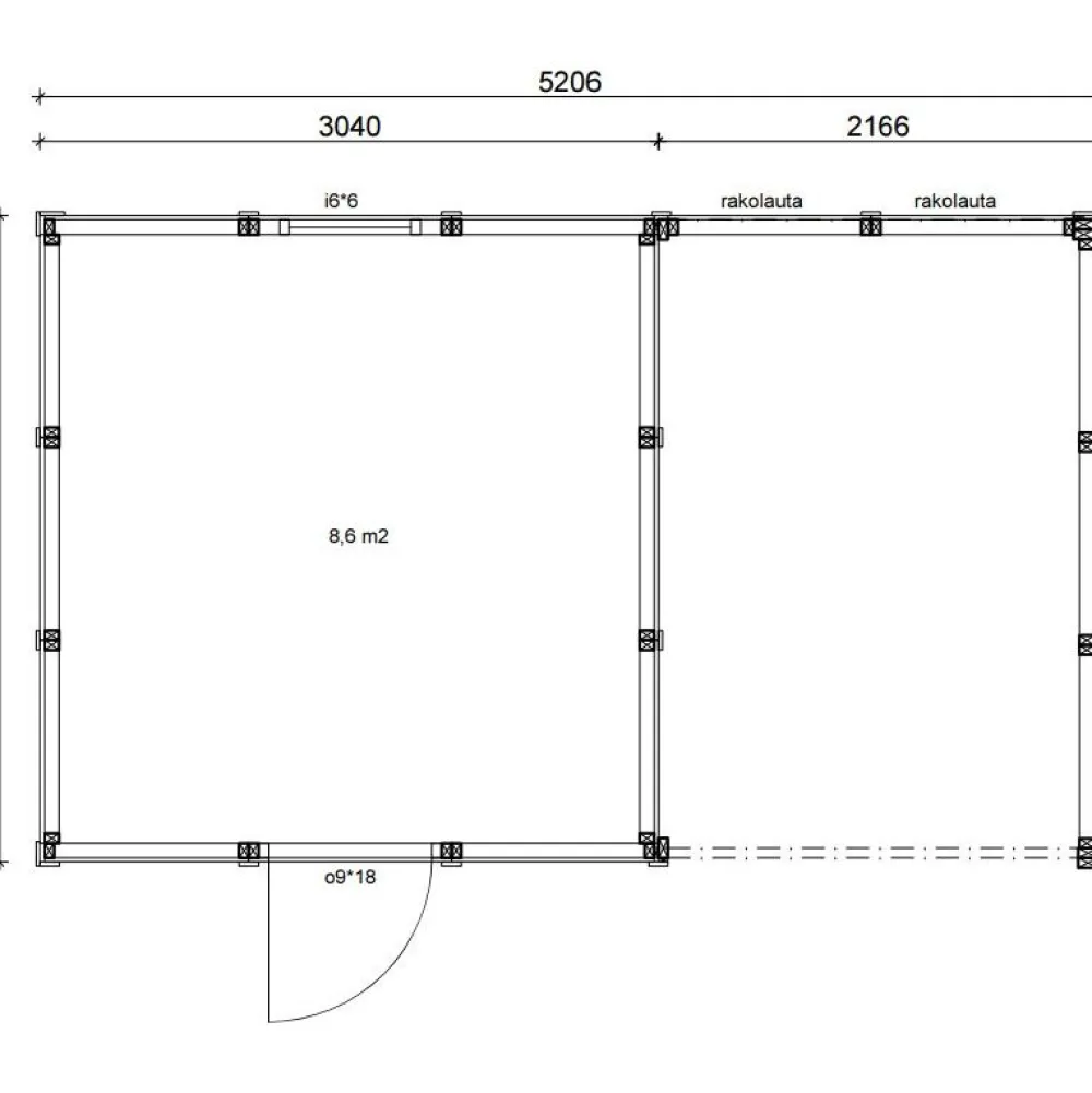 Outlet Elementtivarasto E9M 5040x3180 mm 16.02 m² puuvalmis Ulkovarastot