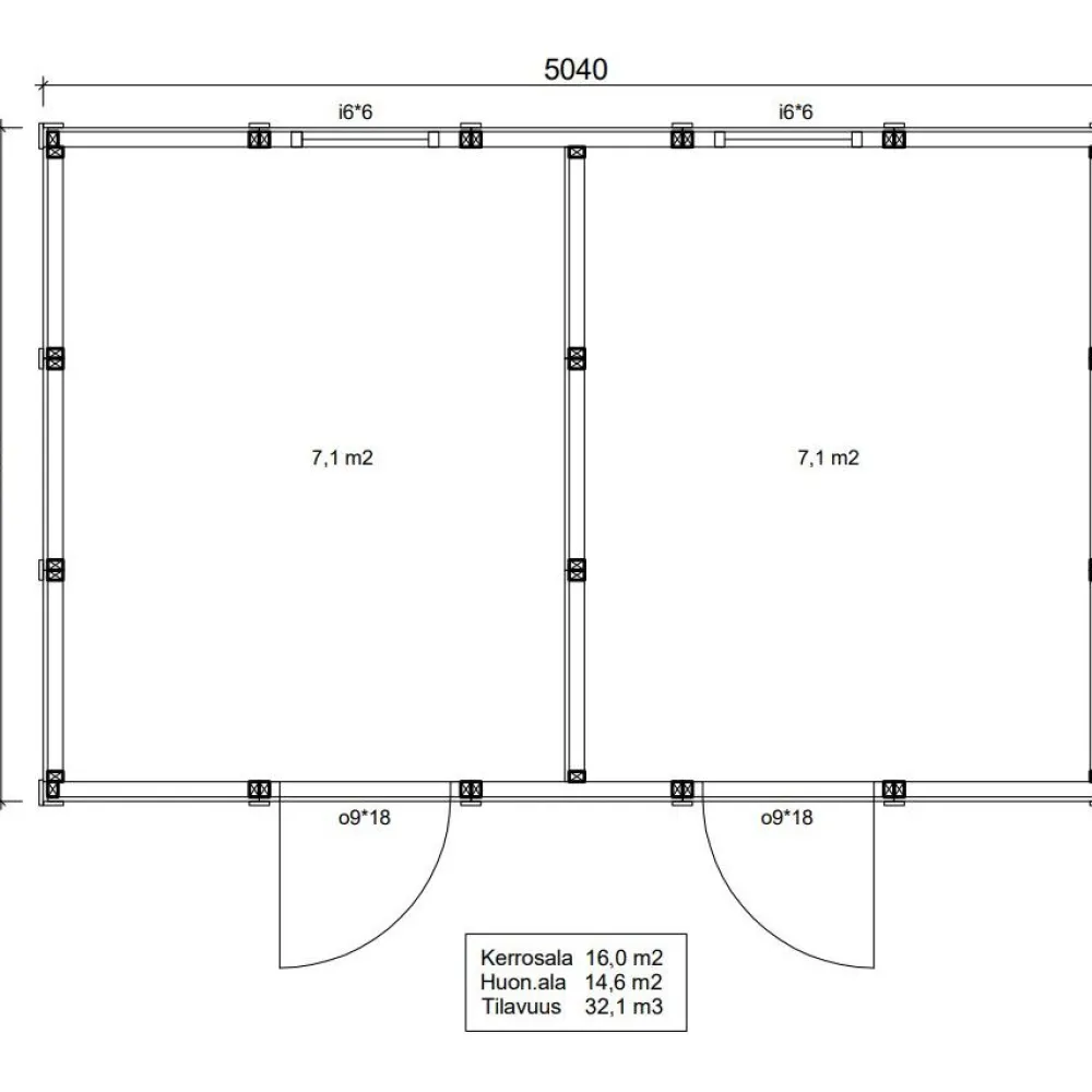 Elementtivarasto E11 5040x3180 mm 16.03 m² puuvalmis*Timburg