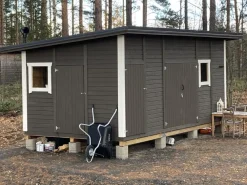 Elementtivarasto E12 6040x3180 mm 19.21 m² puuvalmis*Timburg Hot