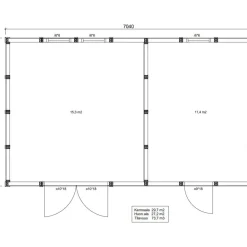 Best Elementtivarasto E18 7040x4240 mm 29.85 m² puuvalmis Ulkovarastot