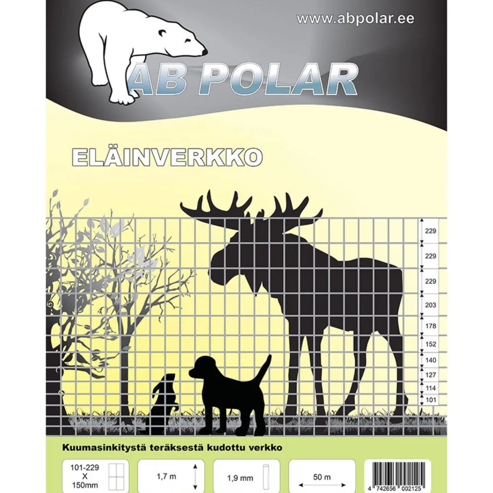 Eläinverkko Zn 1,7x50 m muuttuva silmäkoko*AB Polar Hot