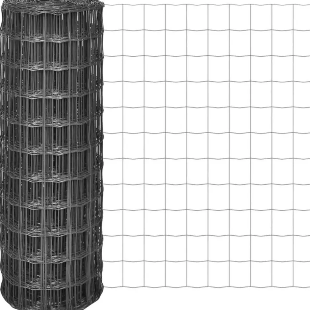 Euro-aita, teräs, 10x1,5 m, harmaa, silmäkoko 77 x 64 mm*FinePRICE Outlet