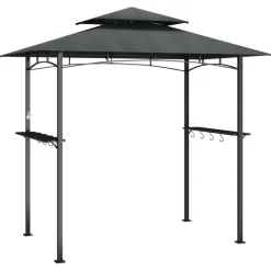 Grillikatos sivuhyllyillä 240x150x243 cm teräs antrasiitti*FinePRICE New