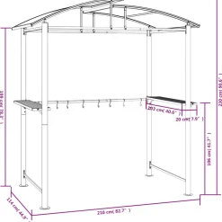 Grillikatos sivuhyllyillä 210x114x230 cm teräs antrasiitti*FinePRICE