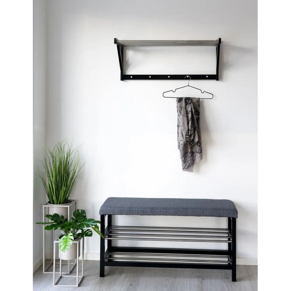Hattuhylly ja naulakko Padova, 78x32 cm, musta*House Nordic Hot