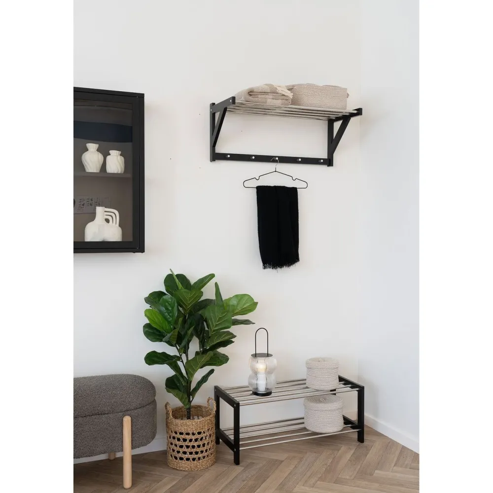 Hattuhylly ja naulakko Padova, 78x32 cm, musta*House Nordic Hot