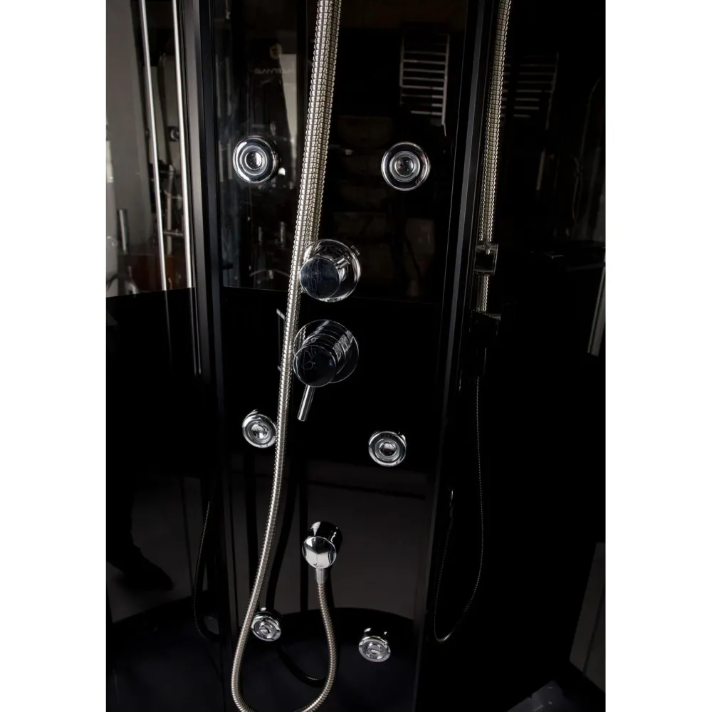 Clearance Hierova suihkukaappi Black Onyx 85 x 85 x 220 cm kirkas lasi avoin yläosa Suihkukaapit