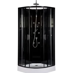 Clearance Hierova suihkukaappi Black Onyx 85 x 85 x 220 cm kirkas lasi avoin yläosa Suihkukaapit