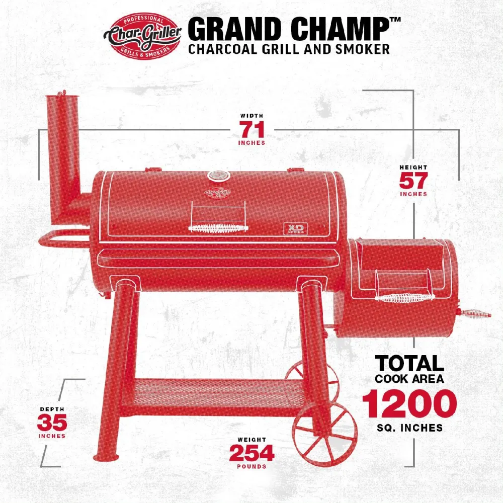 Hiiligrilli/savustingrilli Char-Griller Grand Champ Offset Smoker*Chargriller Hot