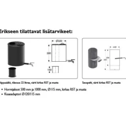 Hormijakso Ø 115 mm 500 mm kirkas ruostumaton teräs*Schiedel Clearance