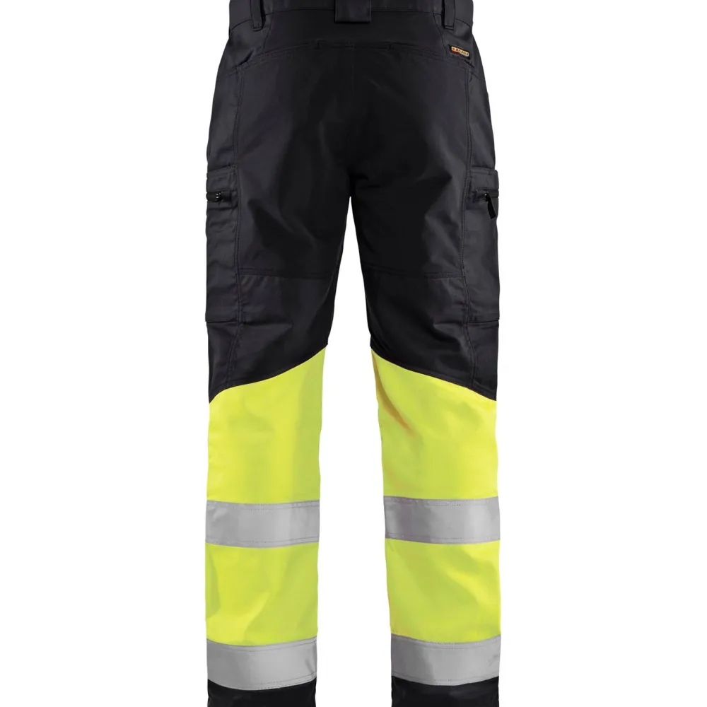 Discount Huomiohousut 1551 Highvis Stretch musta/huomiokeltainen Työhousut