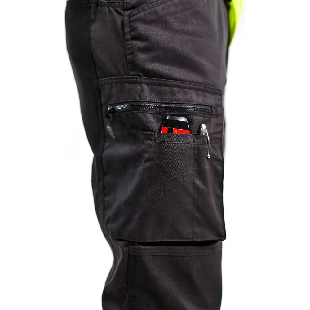 Discount Huomiohousut 1551 Highvis Stretch musta/huomiokeltainen Työhousut