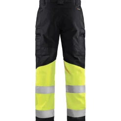 Discount Huomiohousut 1551 Highvis Stretch musta/huomiokeltainen Työhousut