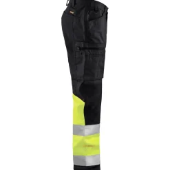 Discount Huomiohousut 1551 Highvis Stretch musta/huomiokeltainen Työhousut