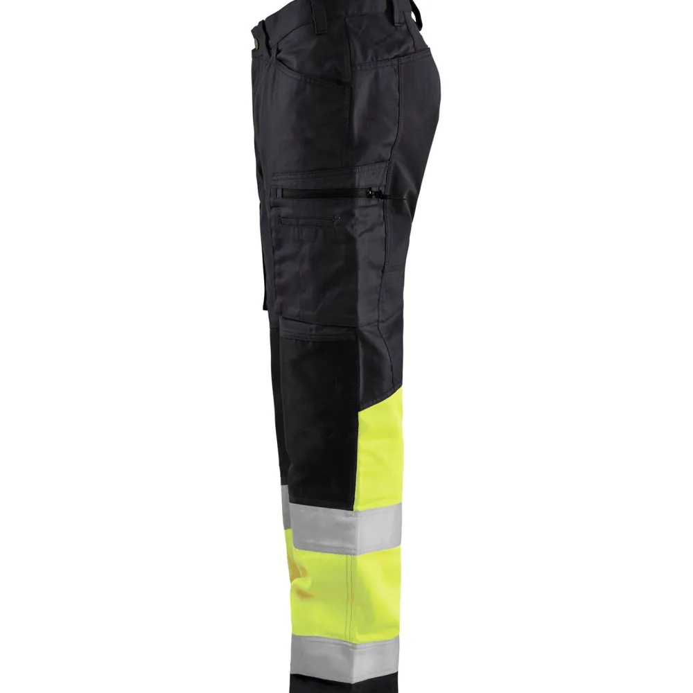 Discount Huomiohousut 1551 Highvis Stretch musta/huomiokeltainen Työhousut