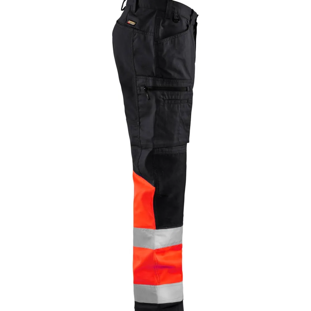 Huomiohousut 1551 Highvis Stretch musta/huomiopunainen*Blåkläder New